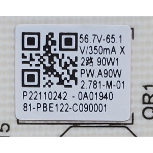 FUENTE DE PODER PARA TV HKPRO / NUMERO DE PARTE 81-PBE122-C090001 / PW.A90W2.781 / PW.A90W2.781-M-01 / PW.A90W2 781-M-01 / PANEL LVU500CHDX E0504 / DISPLAY CV500U5-T02 REV:01 / MODELOS DAW50UR / HKP50RUHD2